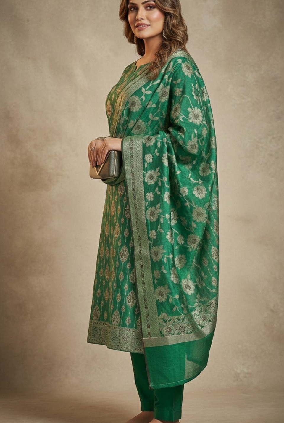 Pure Banarasi Cotton Suit with Thread Work Dupatta – Unstitched