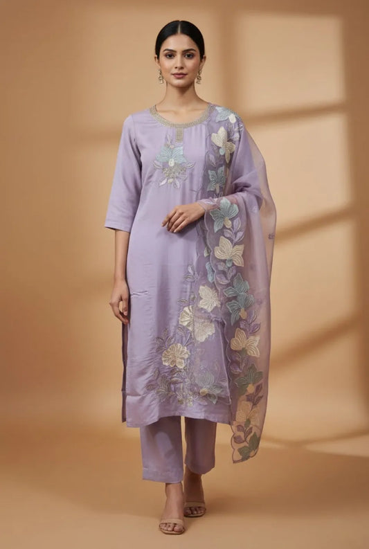 Women’s Cotton Ethnic Kurta Pant Dupatta Set