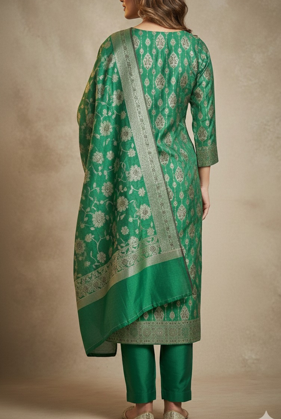 Pure Banarasi Cotton Suit with Thread Work Dupatta – Unstitched