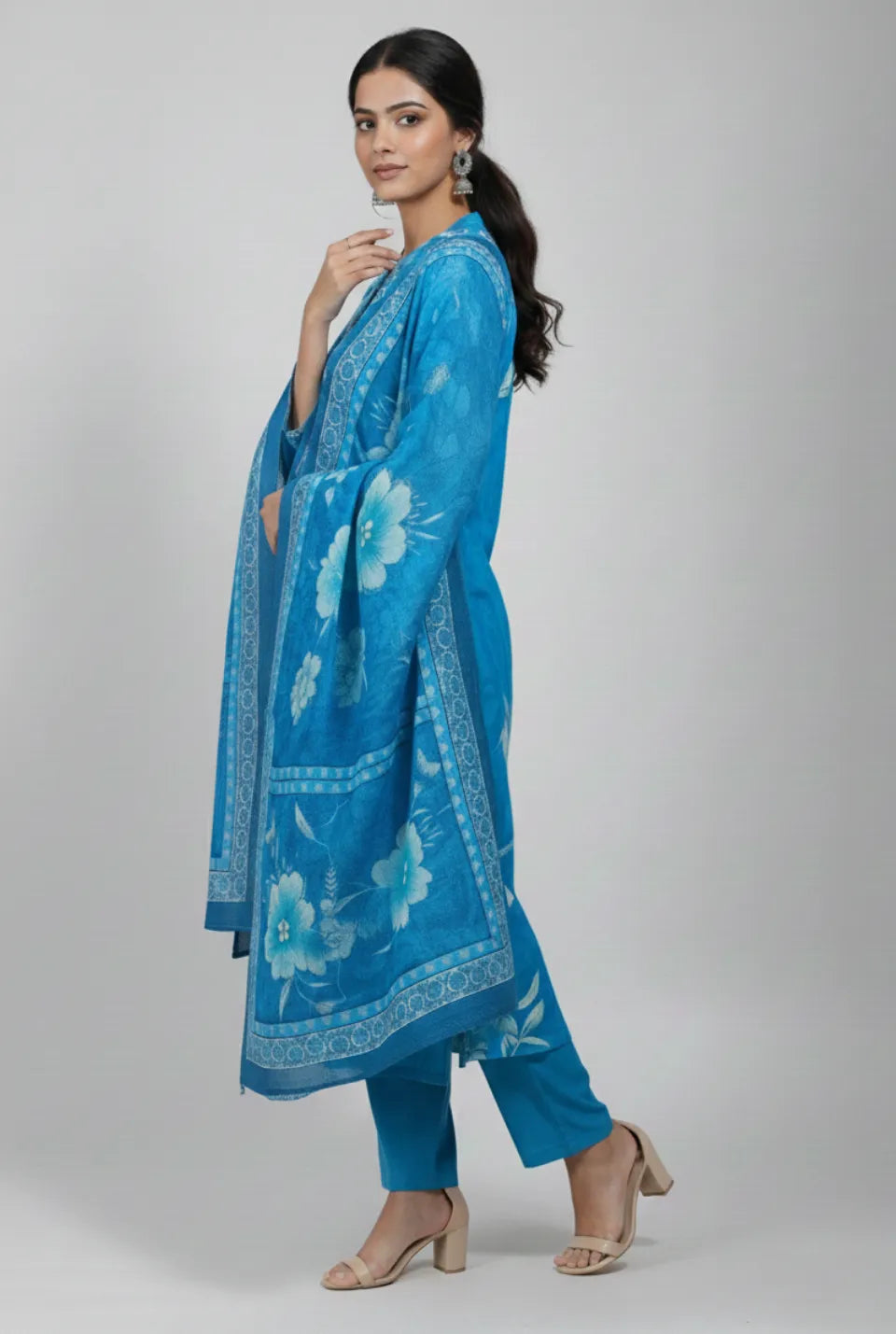 Women’s Royal Blue Modal Cotton Readymade Kurta