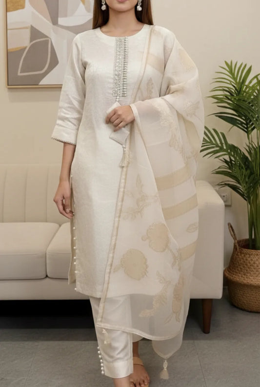 Women’s Golden Tissue Designer Party Wear Readymade Set